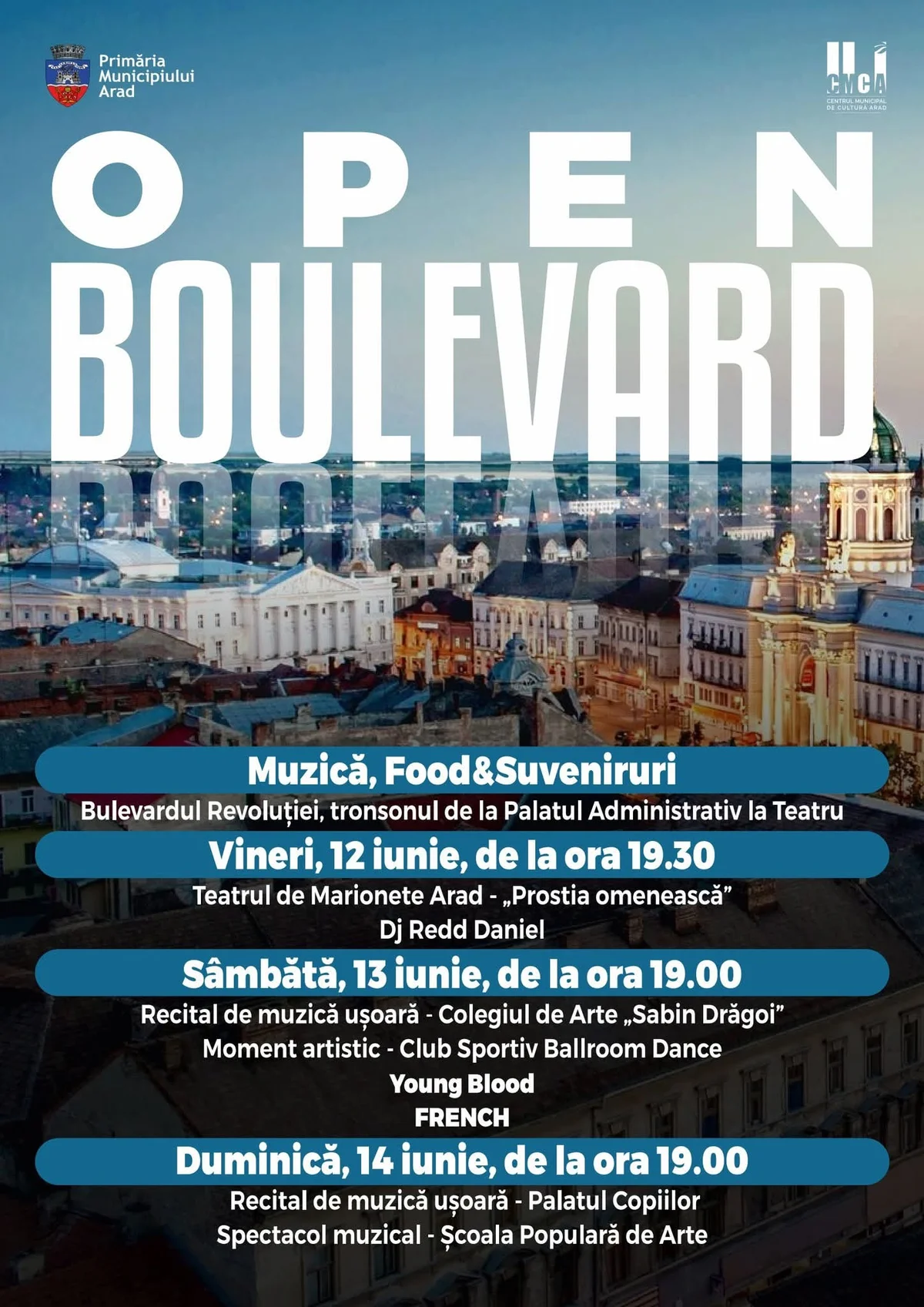 Open Boulevard Arad 2026: programele artistice încep la ora 20.00 din cauza caniculei